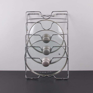 5-Layer Metal Kitchenware Wall-Mounted Pot Lid Storage Rack With Cutting Board Storage Rack