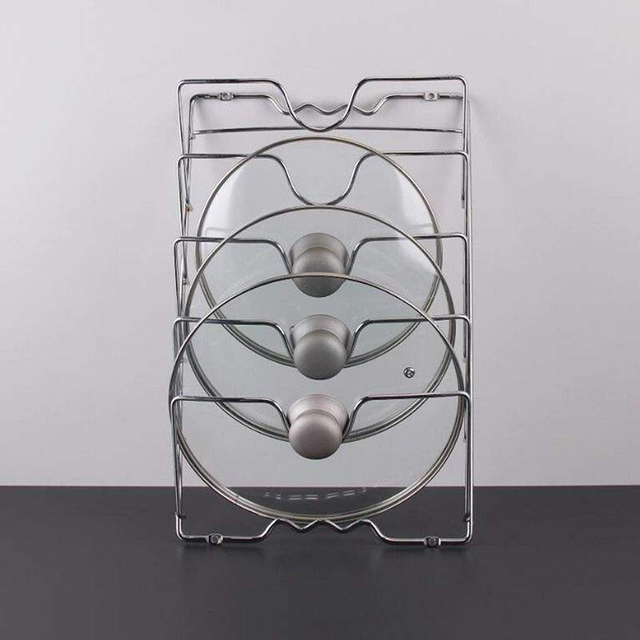 5-Layer Metal Kitchenware Wall-Mounted Pot Lid Storage Rack With Cutting Board Storage Rack