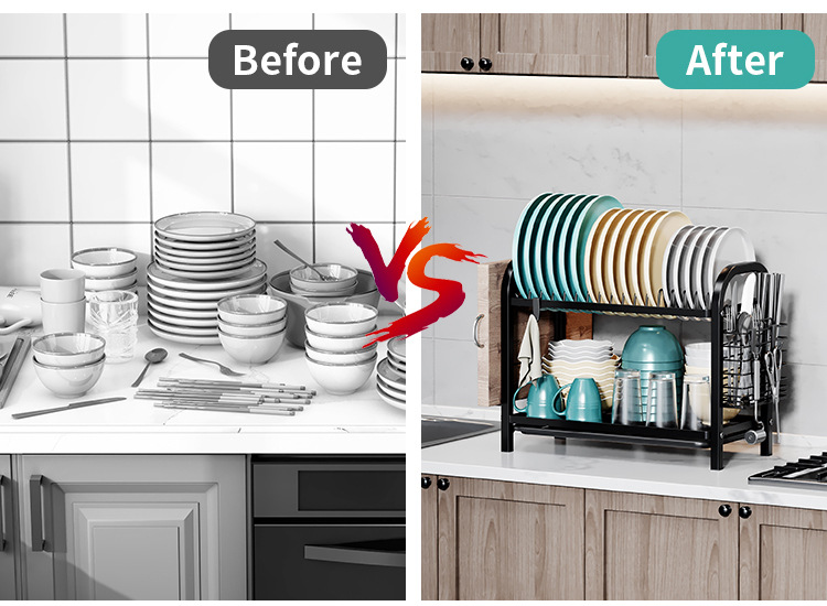 Kitchen Shelf Household Single Tier Desktop Dish Bowl Drainer Storage Rack