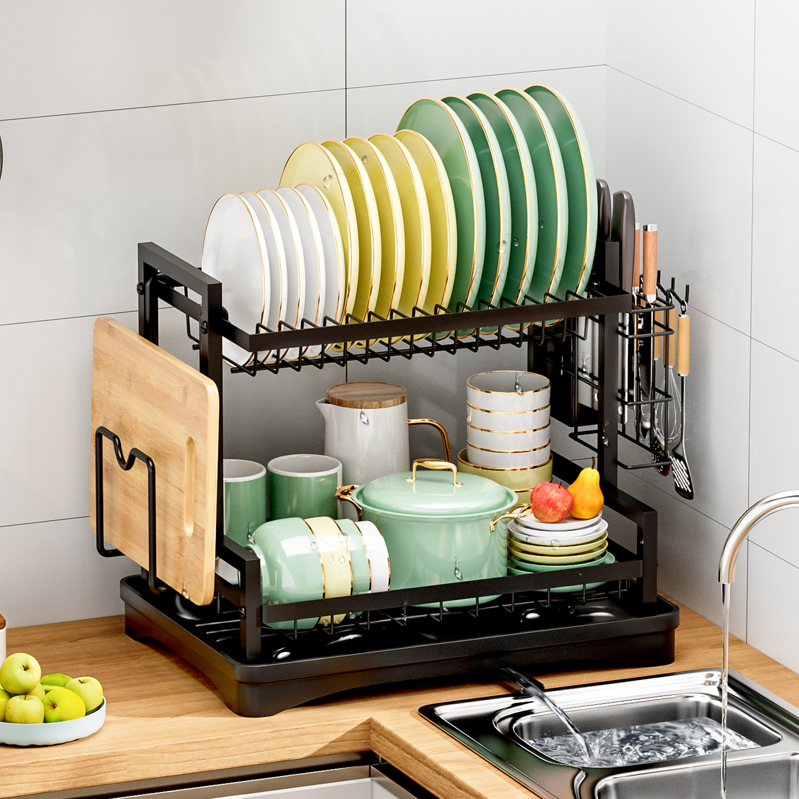 Cross-Border Kitchen Sink Countertop Dish Draining Rack Basket Cupboard Knife and Fork Cutlery Organizer