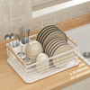 Space-Saving Carbon Steel Dish Drying Rack for Kitchen Countertops Cutlery Holder & Storage for Dishes