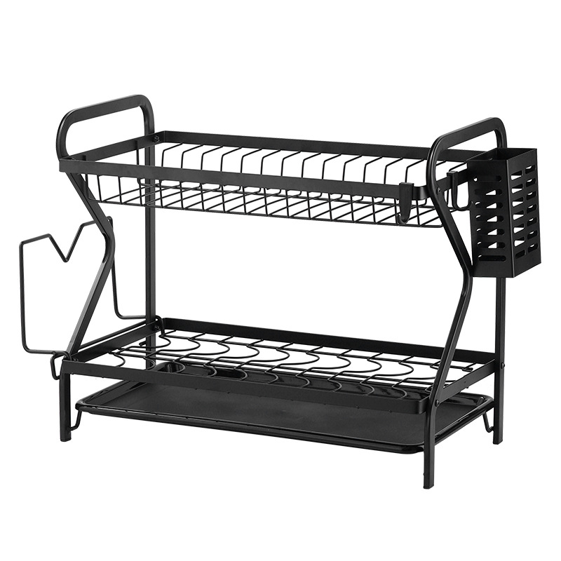 Kitchen Storage and Display Dish Rack Double-Tiered Stand Type Drainage Filter Household Knife Organizer