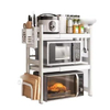 Upgraded Reinforced Model Microwave Oven Storage Rack Double Tier Retractable Kitchen Organization