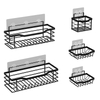 Wrought Iron Cross-Border No-Hole Wall-Mounted Toiletries Storage Racks Five-Shelf Bathroom Set