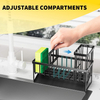Single-Tier Standing Type Kitchen Sink Caddy Dish Sponge Organizer with Divider Easy Installation Kitchen Sink Organizer