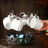 Rotating Drainage Organizer Iron Mug Holder Double Tiers Standing Type Coffee Cup and Capsule Holder Metal Material