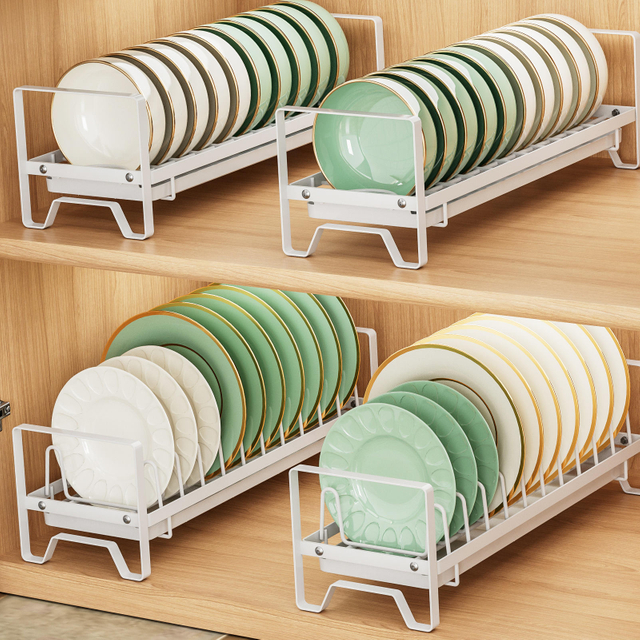 Single-Tier Wrought Iron Kitchen Dish Drainer Cabinet Built-In Small Dish Organizer Home Countertop Cupboard Stand Type Window