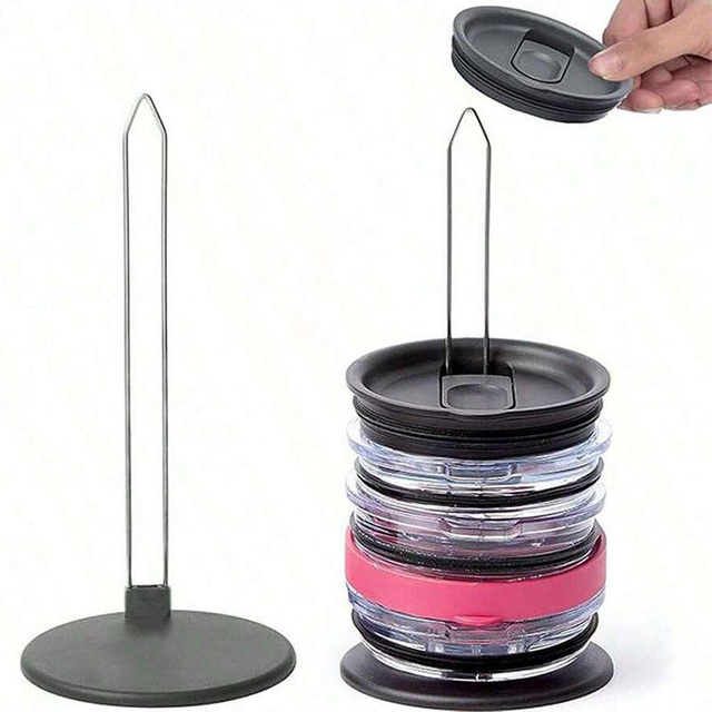 Vertical Storage Space Saving Design Tumbler Bottle Cup Lid Rack Black Iron Customized Logo Multifunction Kitchen Rack
