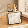 Multifunctional Cutting Board and Knife Drying Rack Kitchen Countertop Pot Lids Organizer Knife Block Holder With Drain Tray