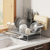 Multifunctional Stainless Steel Countertop Organizer Standing Type Kitchen Storage Holders Dish Bowl Utensils Draining Dish Rack