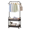 Three-Tier Freestanding Metal Clothing Rack with Wheels Cozy Coat Trolley for Efficient Garment Storage