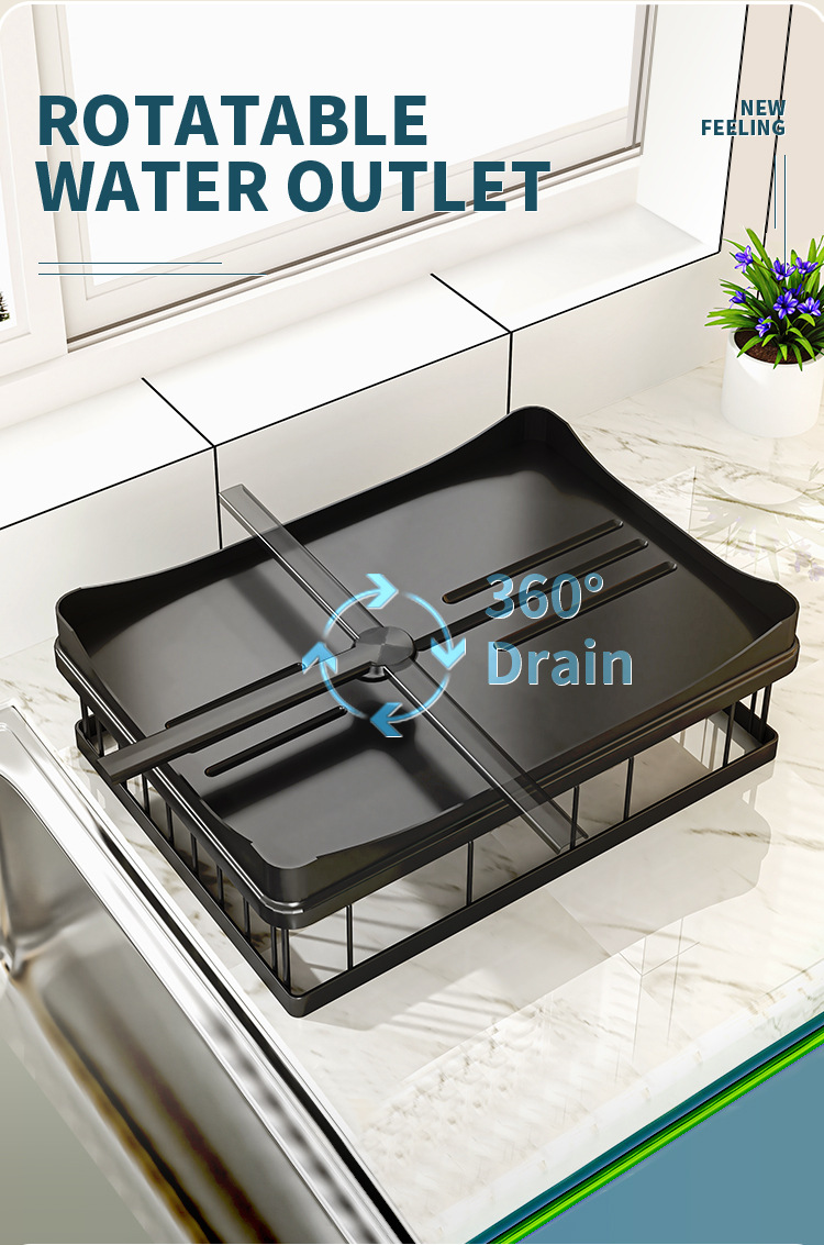 Multi-Functional Kitchen Anti-Rust Countertop Double Draining Bowl Dish Storage Racks