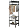 Metal Corner Hanging Clothes Rack 4 Tier Bedroom Shelf Assembly Floor Shoe Rack