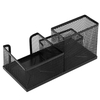 Pen Holder Desk Organizers Pencil Holder for Desk Black, 3 Compartments Metal Office Supply Organizer