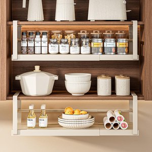 Adjustable Width Metal Cabinet Storage Racks Heavy Duty Slide Organizer Hanging Shelf Spice Organizer Spice Storage Basket