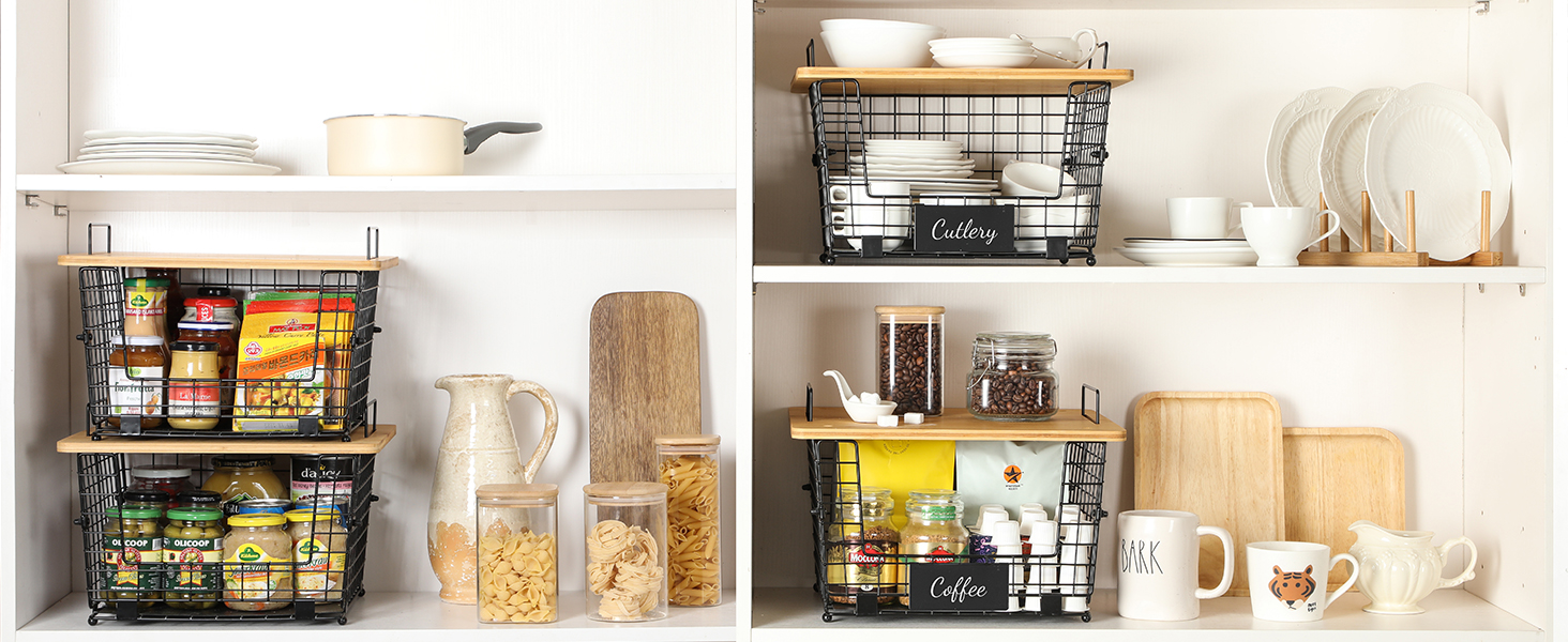 Cross-Border Carbon Steel Fruit Snacks Spices Vegetable Storage Basket Bamboo Kitchen Table Board Multilayer Shelves