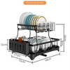 Kitchen Multifunctional Iron Wire Sink Dish Draining Racks Double Tiers Standing Type Drawer Holder Shelf Removable