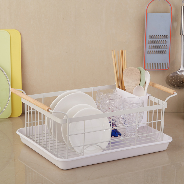 Single-Tier Stainless Steel Kitchen Rack Dish Drainer Tray Sink Drying Standing Type Storage Rack Bowl
