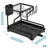 Multifunctional Double-Tier Cutlery Cup Storage Bowl Holder Kitchen Draining Dish Rack for Counter Surface Household Use