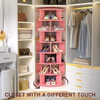 Hot Selling 7-Tier Rotating Shoe Rack Customized Logo Glossy 360° Revolving Shoe Organizer Free Standing Plastic Rack Tools