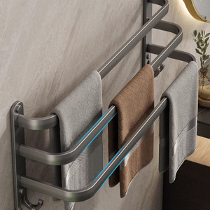 Multi-Tier Stainless Steel Bathroom Railing Wall Storage Grey Bathroom Towel Racks