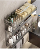 Store Hot Sale Bathroom Multi-Tier Organizer Metal No-Punch Towel Rack