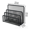Desk Mail Organizer, Office Small Letter Sorter Desktop File Organizer Metal Mesh with 3 Vertical Upright Compartments