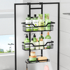 No-Punch Wrought Iron Wall-Mounted Bathroom Shelf Tiered Hanging Basket Storage for Toilet Shower Room Door Hanging Shelf