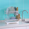 Two Tier Detachable Cross-Border New Kitchen Stainless Steel Draining Rack With Adjustable Catch Tray Black and White