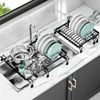Kitchen Multifunctional Fruit and Vegetable Dish Drainer Storage Net Rack Two-way Telescopic Sink Drainage Mat