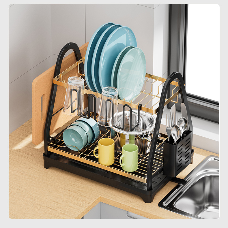 Multifunctional Chopsticks Draining Rack and Dish Organizer for Kitchen Countertops Home Use-Cross-Border Storage for Bowls