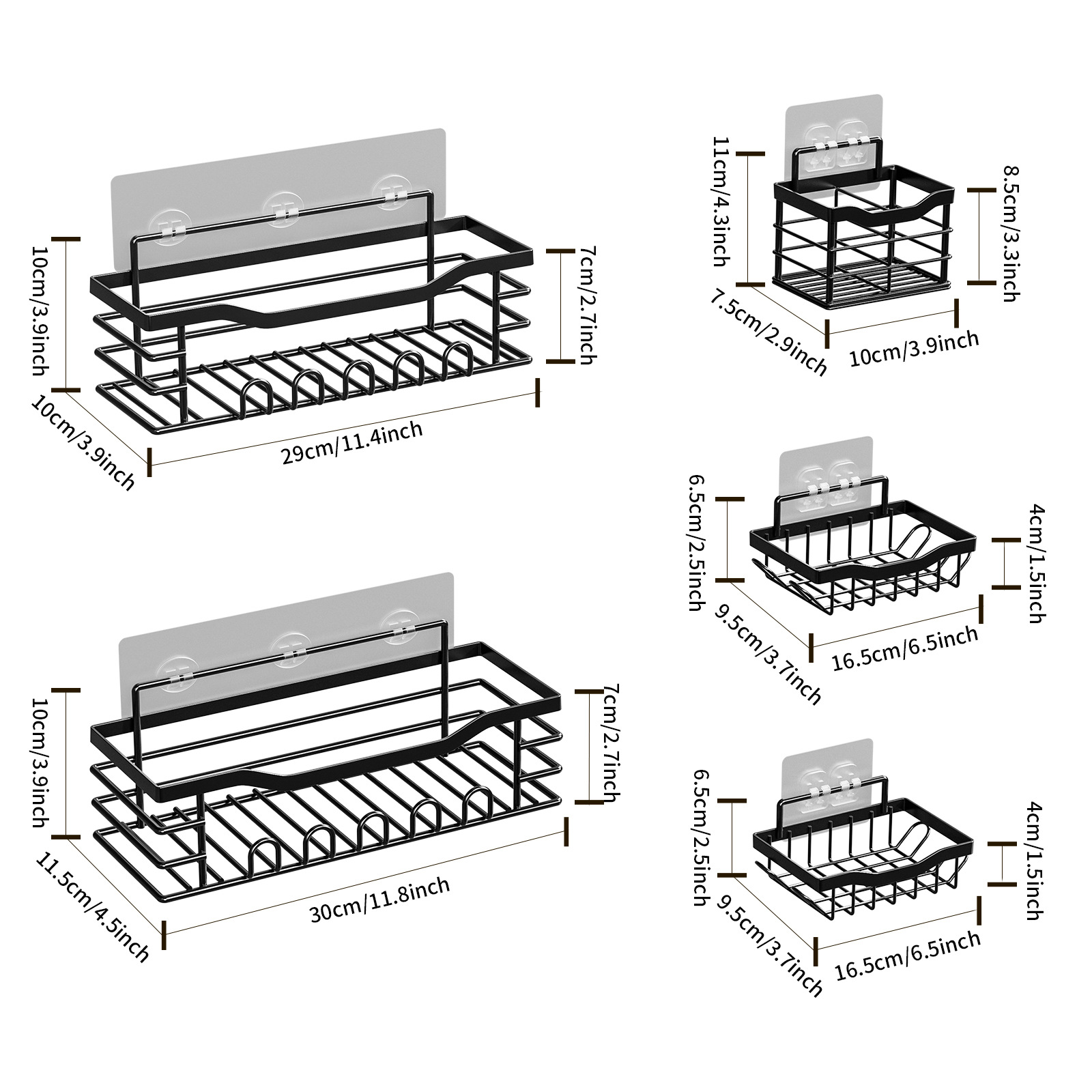 Wrought Iron Cross-Border No-Hole Wall-Mounted Toiletries Storage Racks Five-Shelf Bathroom Set