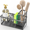 Single-Tier Standing Type Kitchen Sink Caddy Dish Sponge Organizer with Divider Easy Installation Kitchen Sink Organizer