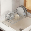 Sink Dish Drainer Rack 304 Stainless Steel Dish Drying Rack Organizer with Stainless Steel Utensil Rack