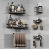 Modern Five-Piece No-Hole Wall-Mounted Bathroom Shelf Set Cross-Border Toiletries Storage Racks OEM Design
