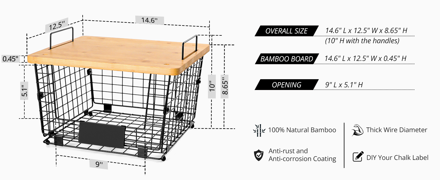 Cross-Border Carbon Steel Fruit Snacks Spices Vegetable Storage Basket Bamboo Kitchen Table Board Multilayer Shelves