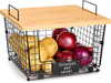 Cross-Border Carbon Steel Fruit Snacks Spices Vegetable Storage Basket Bamboo Kitchen Table Board Multilayer Shelves