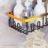 Wrought Iron Bathroom Wall Organizer with No-Punch Installation Sink Hooks and Shelf for Toilet Storage Set of Six