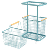 2 Tier Stackable Metal Wire Basket Cart with Rolling Wheels, Utility Rack for Kitchen, Pantry, Garage With 2 Free Baskets