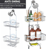 Modern Double-Tier Steel Shower Organizer Hanging Bathroom Storage Rack with Hooks for Sundries Overhead Shower Caddy