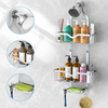 Modern Double-Tier Steel Shower Organizer Hanging Bathroom Storage Rack with Hooks for Sundries Overhead Shower Caddy