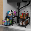 2 Tier Basket Drawer Organizer, Pull Out Under Sink Cabinets , Metal Home Organizer Shelf for Bathroom or Kitchen