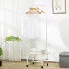 Laundry Cart with Wheels and Hanging Rack, Rolling Laundry Basket Wire Storage Rack Coat Rack for Laundry Bedroom