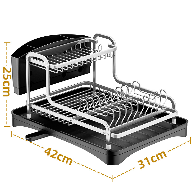 Multifunctional Kitchen Countertop Organizer Double Storage Rack Dish Chopsticks Draining Racks Single Holder Cutlery Dishes