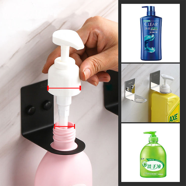 304 Stainless Steel Wall Mounted No Perforation Bathroom Shampoo Body Wash Bottle Hanging Rack
