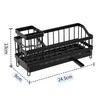 Kitchen Draining Rack Sink Sponge Rag Basket Dishwashing Storage with Adhesive Backed Stickers + Towel Hanging Rods