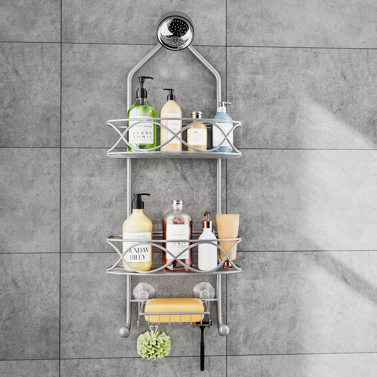 Cross Border Wrought Iron Shower Room Bathroom Rack Shower Head Shelf Hanging Shelf Organizer Shower Gel Shampoo Storage