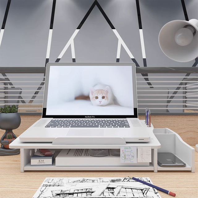 Multifunctional Laptop Stand Office Dormitory Computer Booster Rack Desk Storage Holder