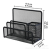 Desk Mail Organizer, Office Small Letter Sorter Desktop File Organizer Metal Mesh with 3 Vertical Upright Compartments