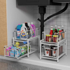2 Tier Basket Drawer Organizer, Pull Out Under Sink Cabinets , Metal Home Organizer Shelf for Bathroom or Kitchen